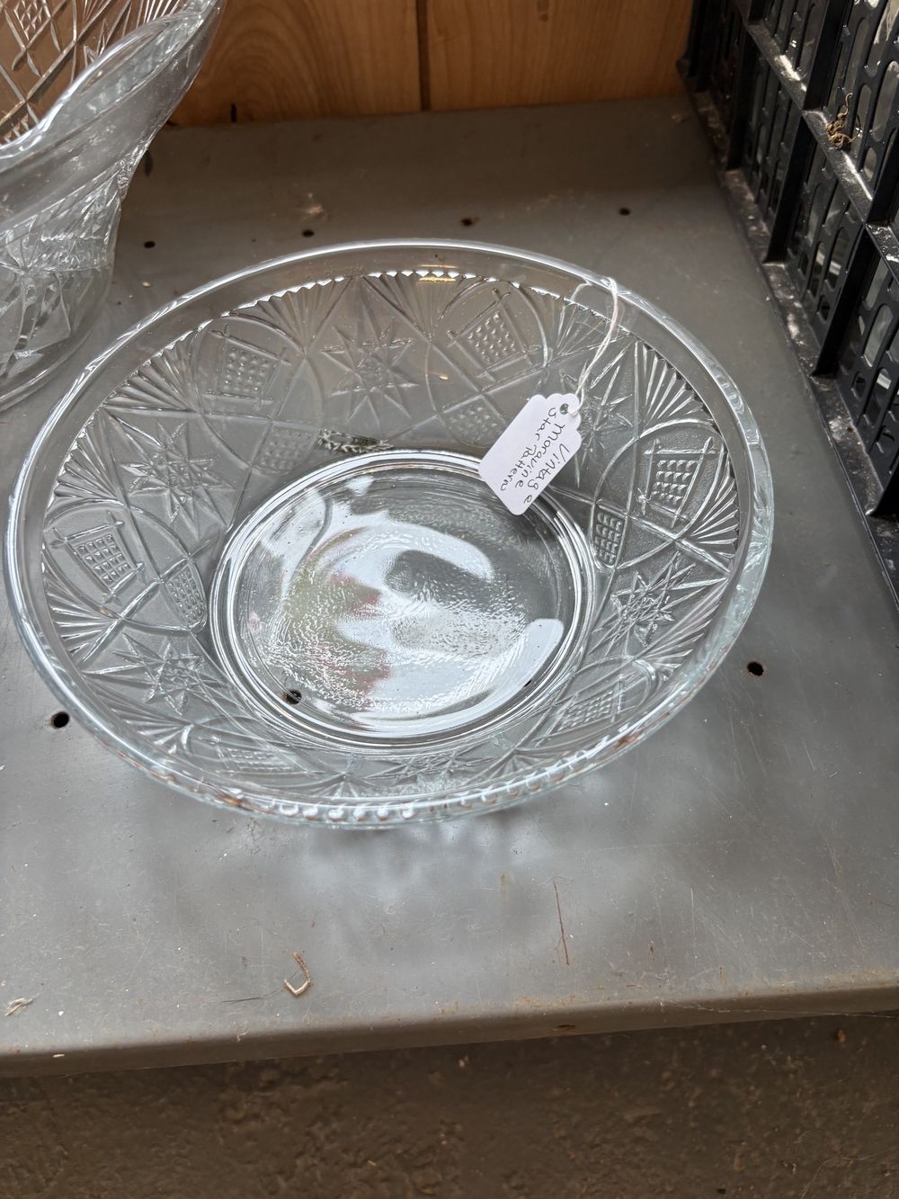 Clear Pressed Glass Serving Bowl - Transparent Glass
